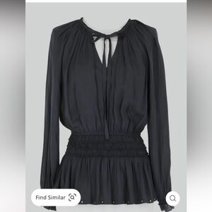 Anthropologie x Current Air pleat bottom long sleeve blouse charcoal size Small